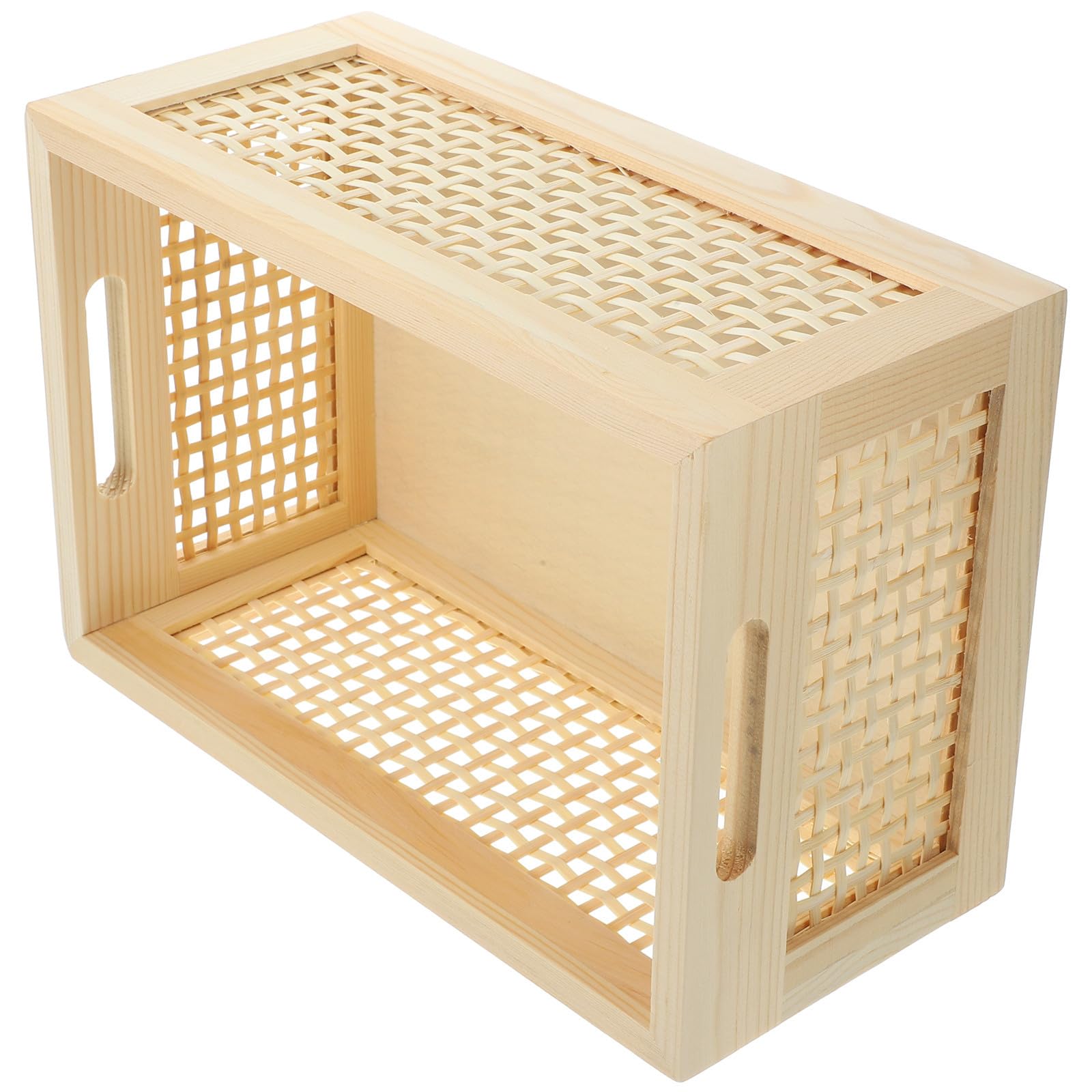 Cesta de almacenamiento de madera para organizar revistas y papel higiénico