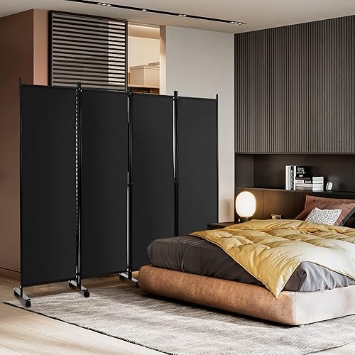Miniatura 2 de Giantex Divisor de habitación plegable de 5.6 pies con rodillos, 68 pulgadas de alto, con ruedas independientes, pantalla de privacidad plegable