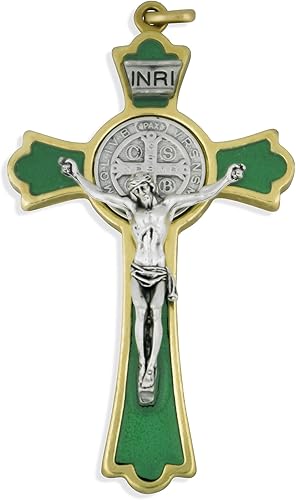 Miniatura 8 de Cruz de San Benito de estilo latino con esmalte de color, Metal