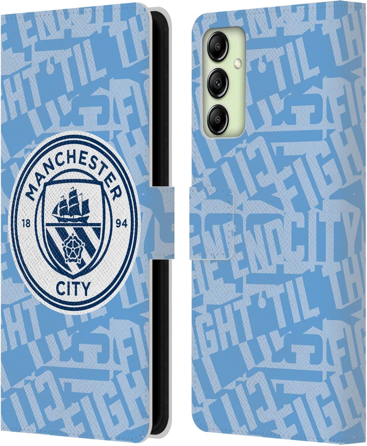 Head Case Designs Officially Licensed Manchester City Man City FC The Best Team Patterns Leather Wallet Case Compatible with Samsung Galaxy A14 5G