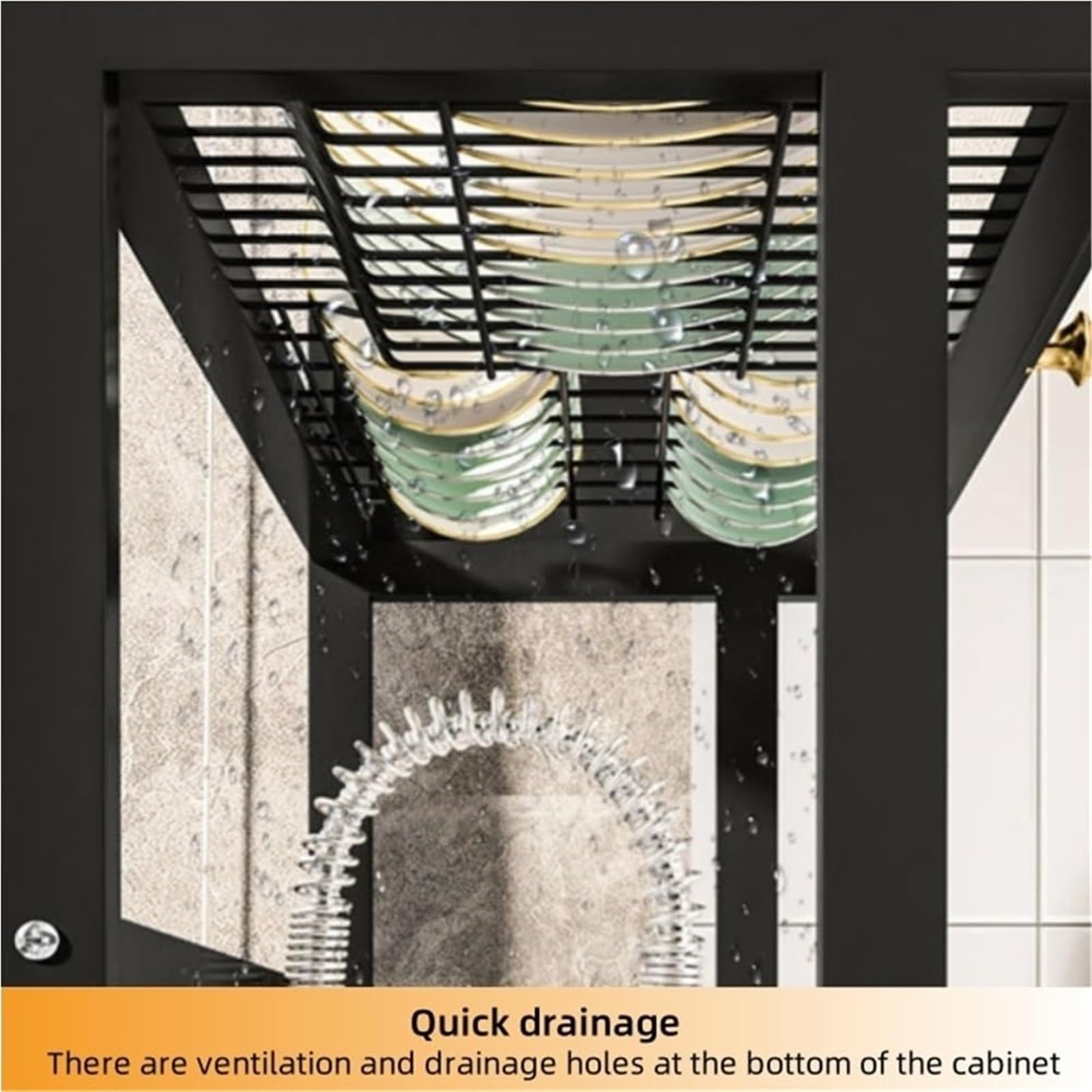 Égouttoir à vaisselle pour évier de cuisine avec porte pliante pour assiettes et bols, design peu encombrant – Parfait pour une utilisation en cuisine et un rangement facile