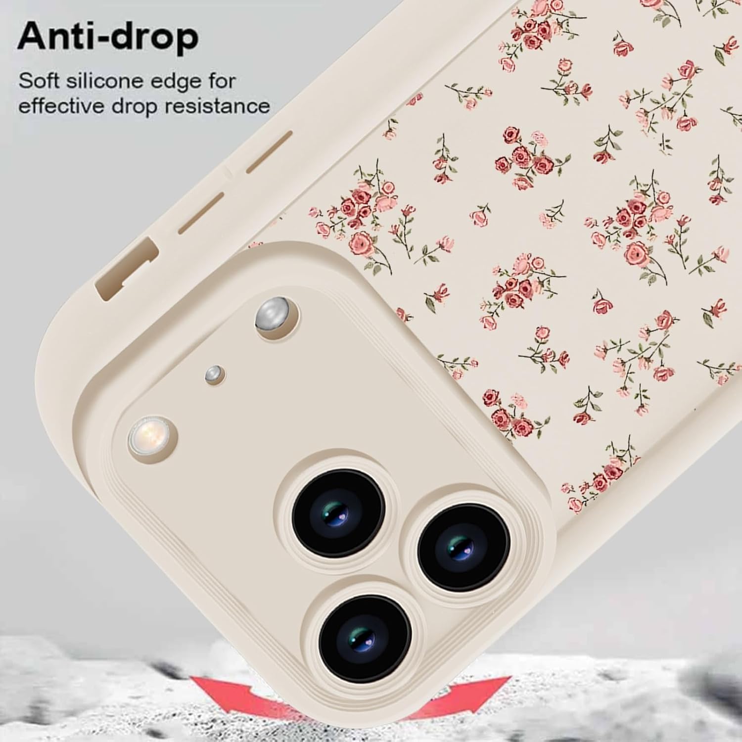 2 Pack Flower Phone Case for iPhone 17 Pro Max 6.9",Cute Floral Print Cases Unique Plant Design Pattern for Women Girls Teens,Soft TPU Protective Cover for iPhone 17 Pro Max 6.9",Beige Black - Image 3