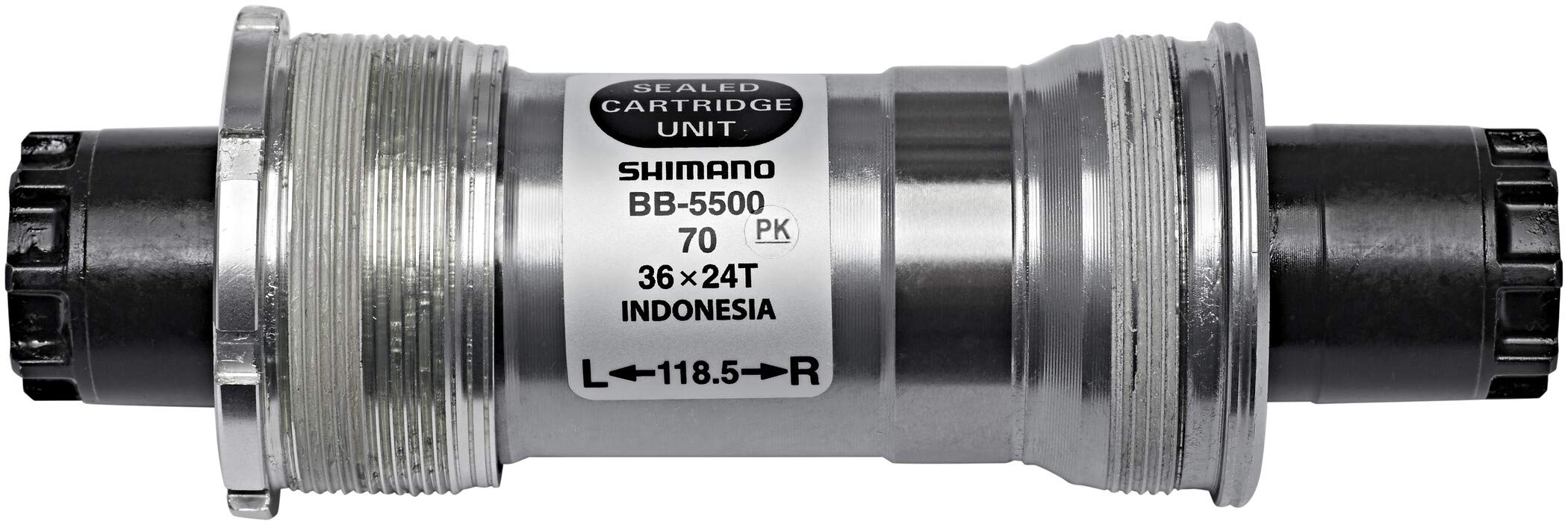 Shimano Łożysko wewnętrzne czarne czarne, szerokość łożyska wewnętrznego: 70-118,5 mm, szerokość osi całkowita: 118 mm