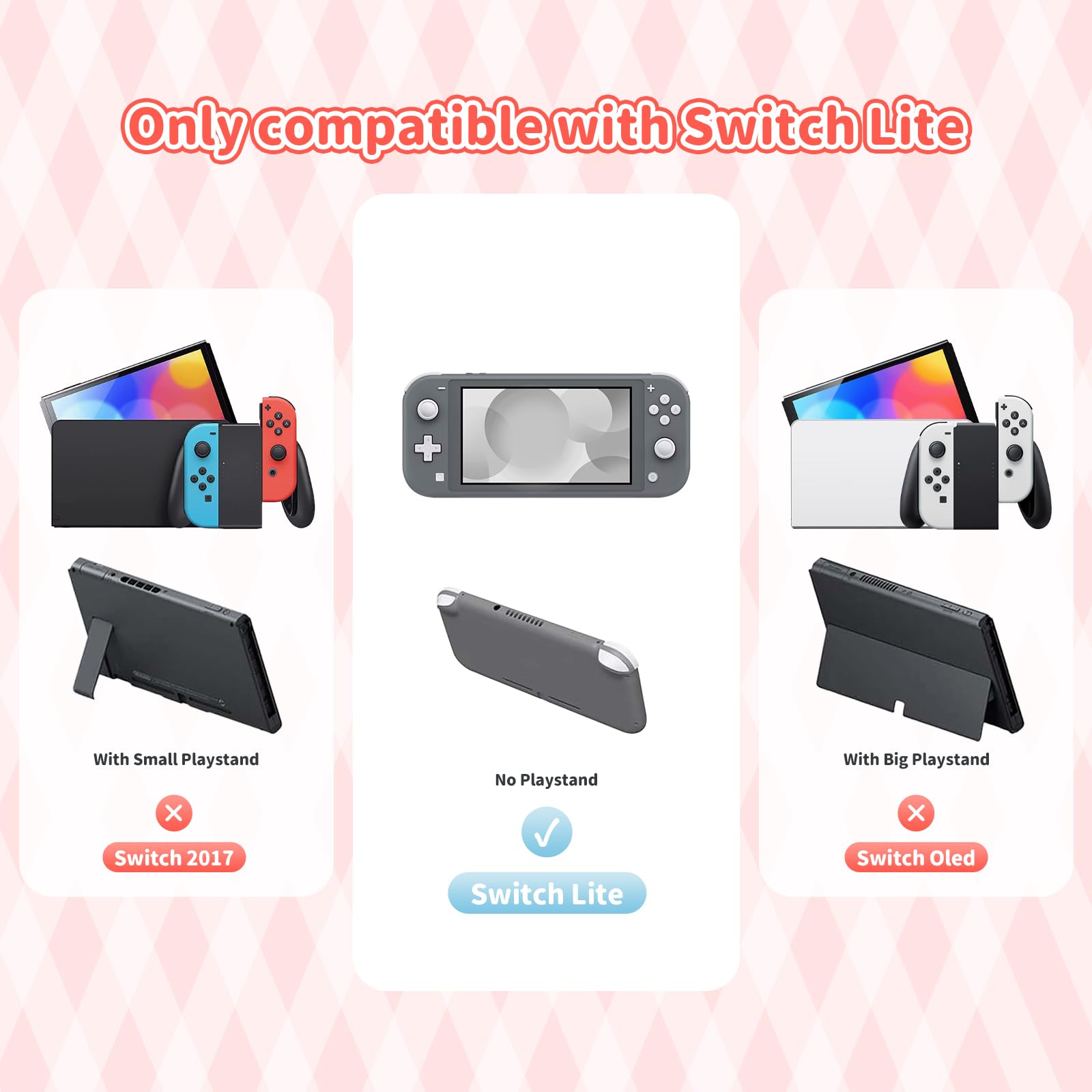 Kuitmor Estuche Protector para Switch Lite, Funda Protectora de Silicona Suave, Carcasa Protectora Antirrayaduras para Switch Lite con 2 Tapas de Agarre - HLK Rojo
