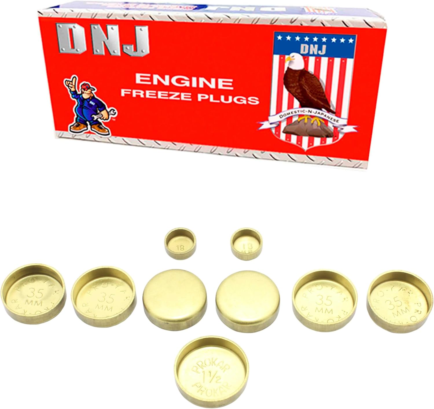 DNJ FPS305 Brass Freeze Plug Set for 1988-1997 Honda, Isuzu Amigo, Passport, Pickup 2.6L L4 8V SOHC 2559cc