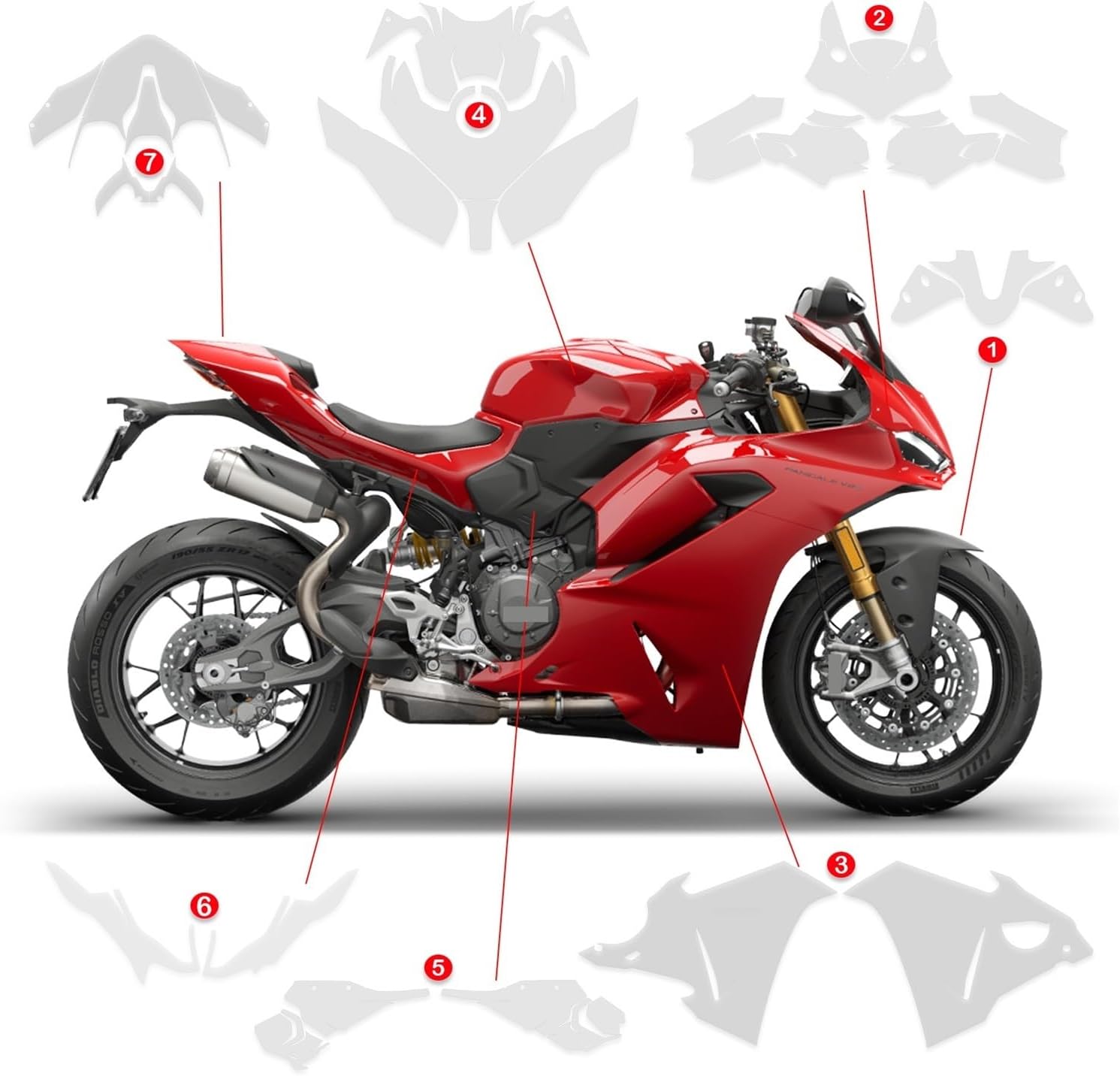 For Ducati V2 2025 PPF TPU Protective Film Fairing Windshield Kit Transparent Sticker Kits(4)