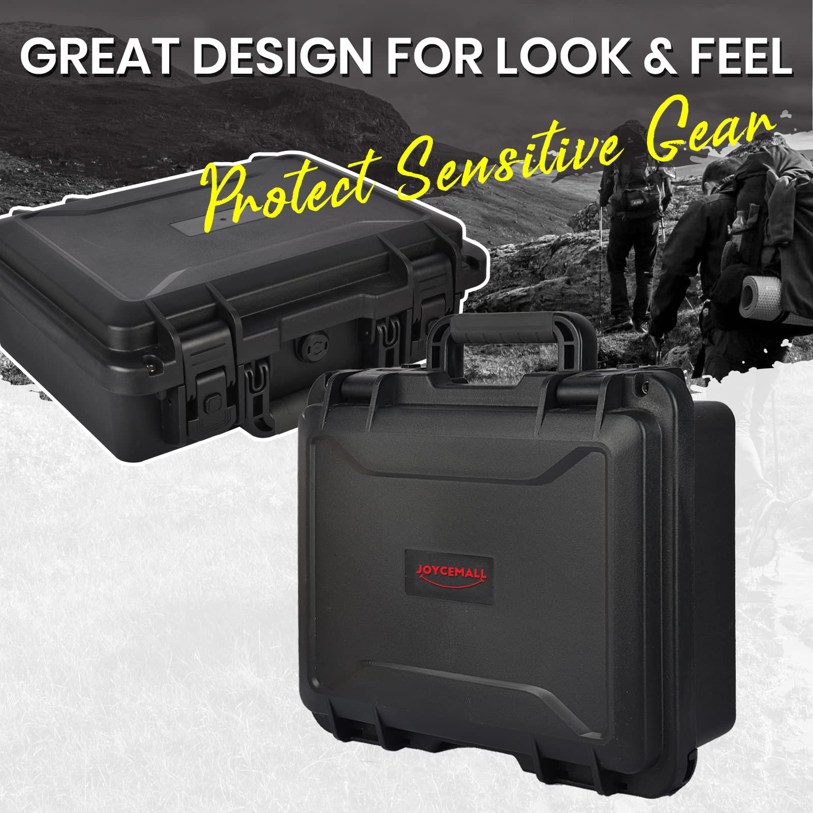 Caja protectora para cámara impermeable de 41.5x34.5x15.2 cm, resistente a prueba de golpes, portátil, con espuma insertada personalizable para drones, pistolas, lente negro