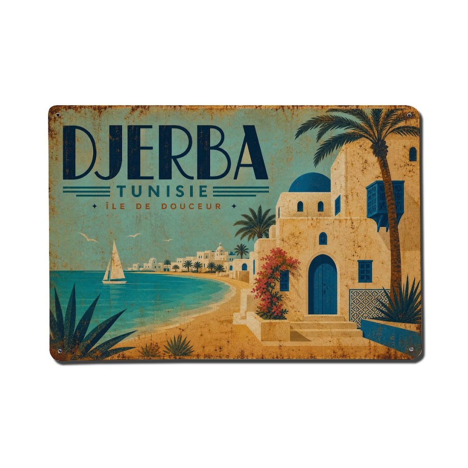 Metal Tin Sign Travel Vintage Tunisia Djerba