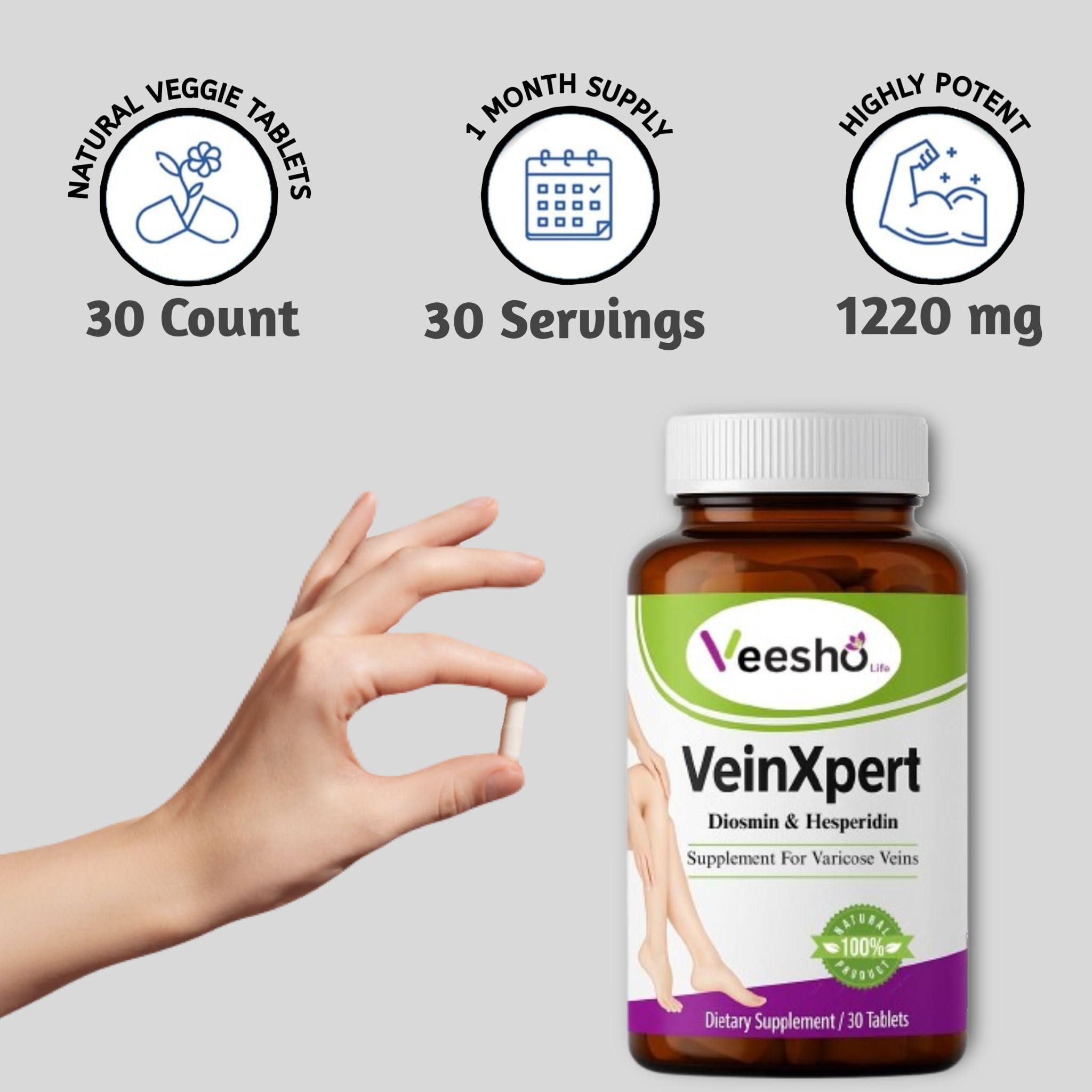 VeinXpert Varicose Vein Support | Ayurvedic Supplement for Leg Swelling, Heaviness & Pain Relief | Natural Circulation & Vein Health Formula| 60 Tab 3