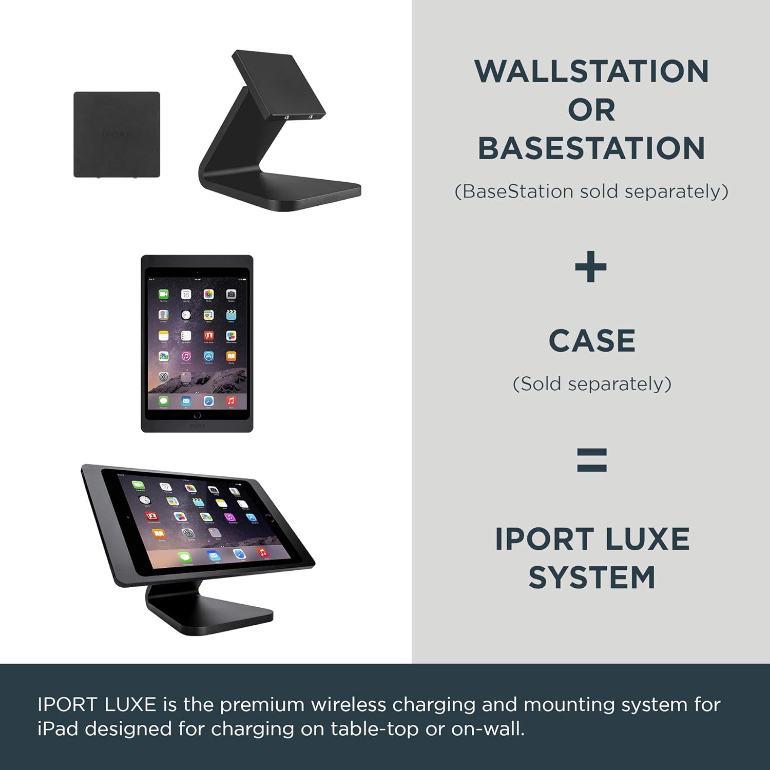 IPORT Luxe (LuxePort) WallStation iPad Wall Mount - Compatible with All Luxe Cases for iPad mini 4 and 5, iPad 9.7, 10.2, 10.5 - White
