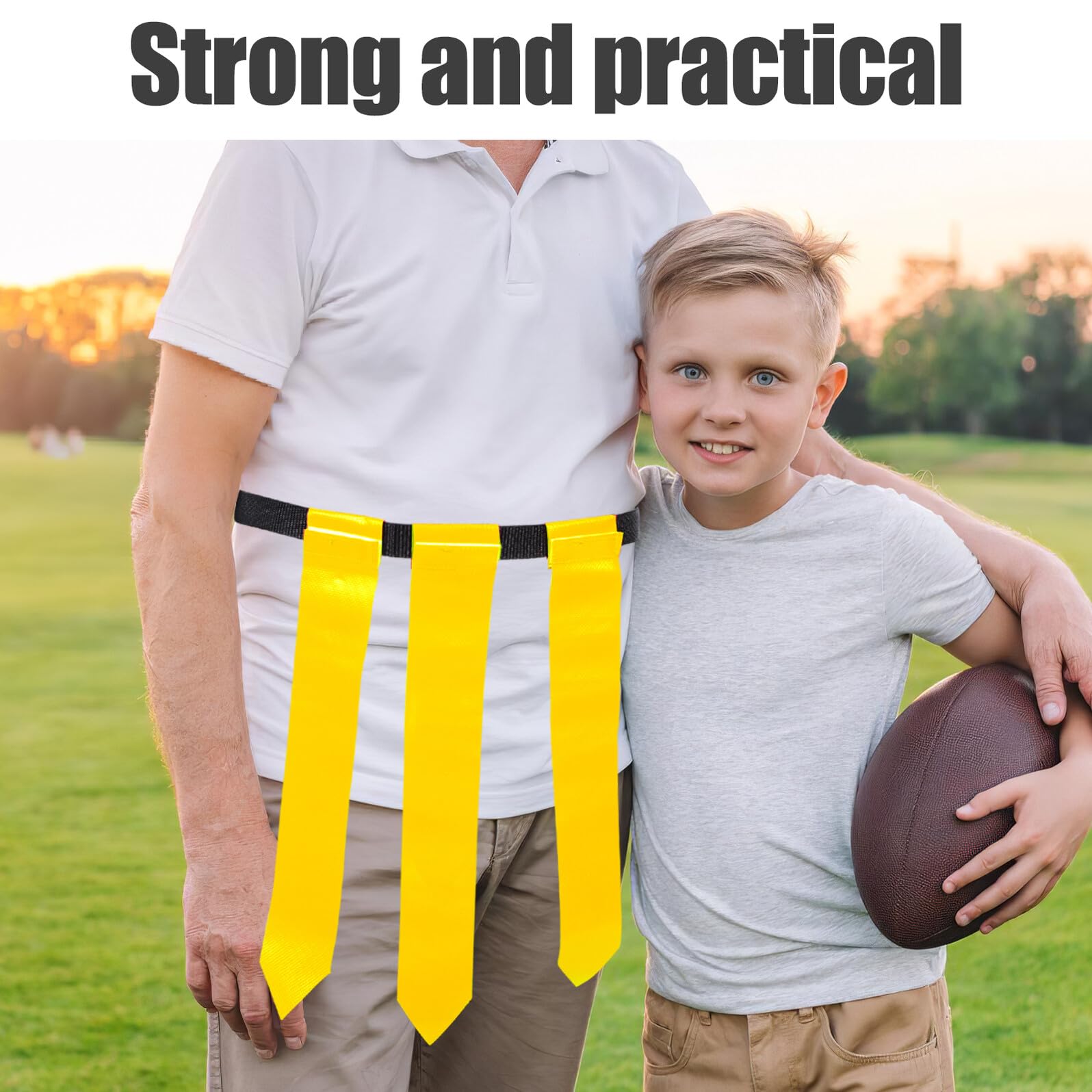 GALPADA 2 Cinturones de Flag Football Ajustables para Adultos y Jóvenes Set con Banderines Amarillos y Rojos de Nailon y PVC Kit Deportivo Portátil con Bolsa de Almacenamiento para