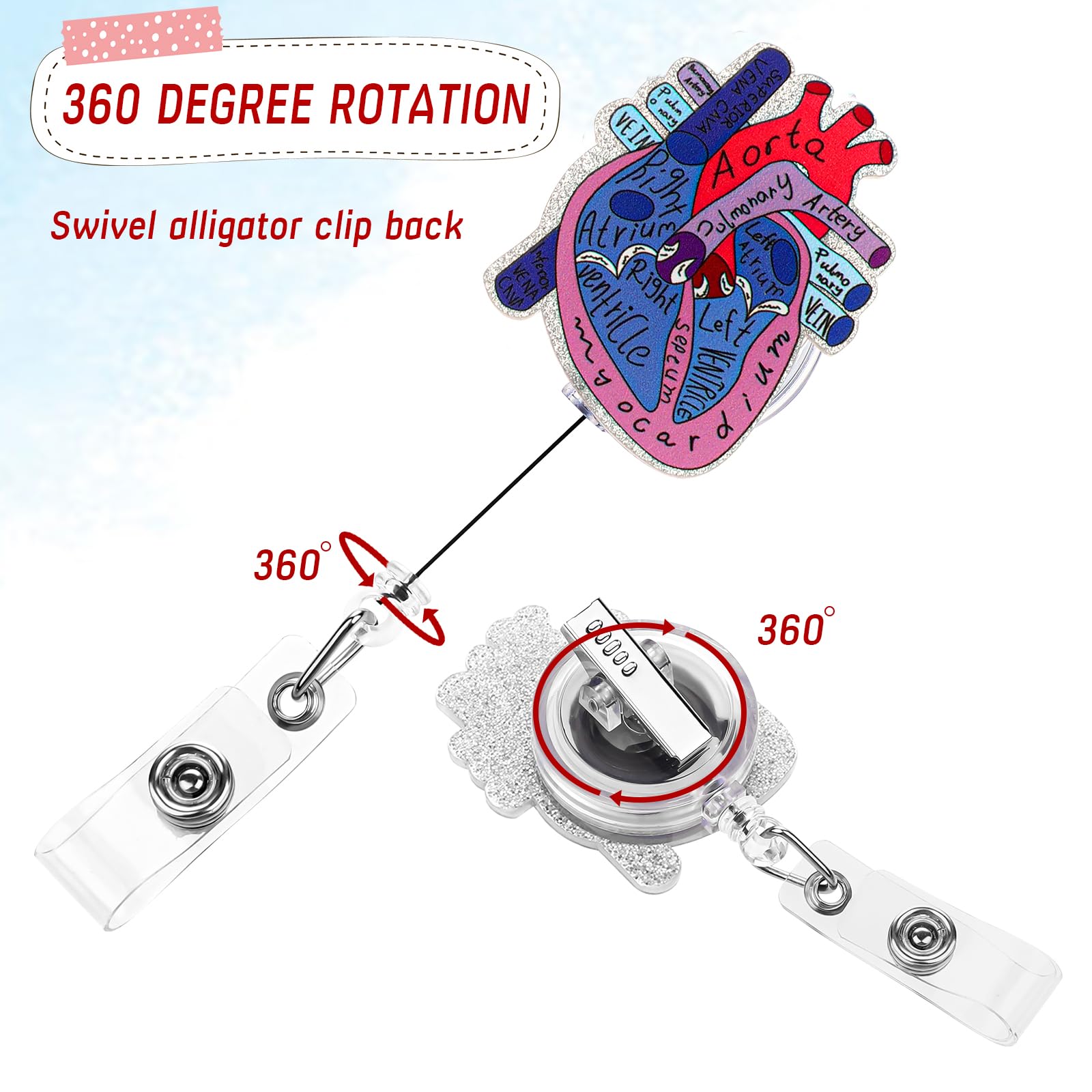 Portabadge A Cuore Retrattile Per Infermieri - Design Anatomia Divertente Per Dottori E Studenti - Foto 2