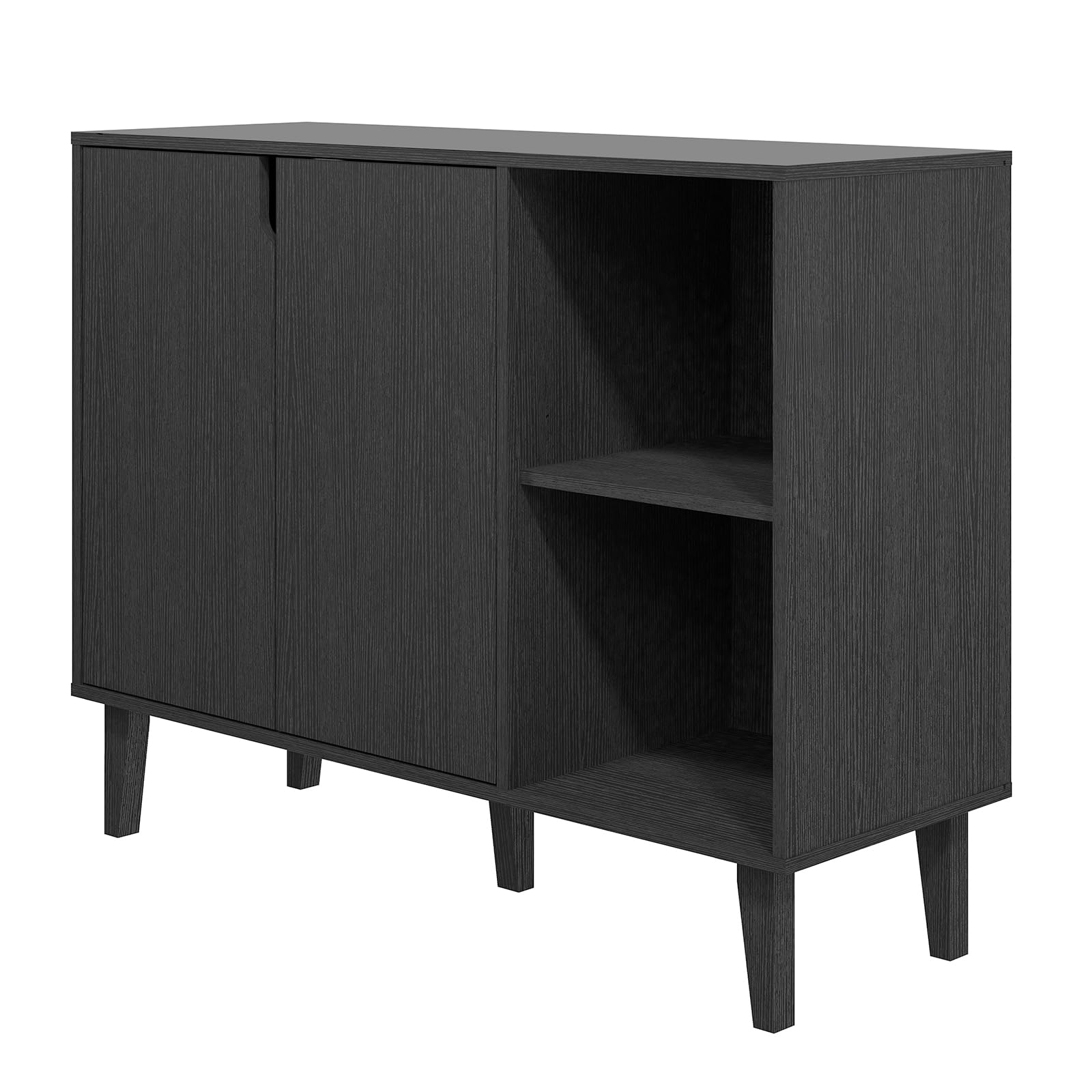 Panana Kitchen Buffet Cabinet Storage Sideboard with 2 Doors 2 Shelves, 41.8" L x 15" W x 32.5" H (Black)