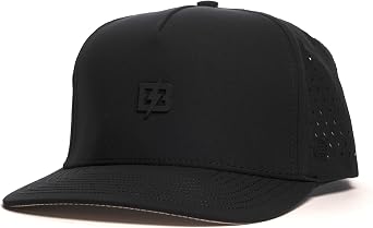 BRIMZ Outdoor Performance Hat - Breathable Sweat Resistant Fitness Hats - Best for Golf, Running, Workouts, Fishing, Exercise - Moisture-Wicking 5-Panel Baseball Cap Snapback Bolt Logo - Black