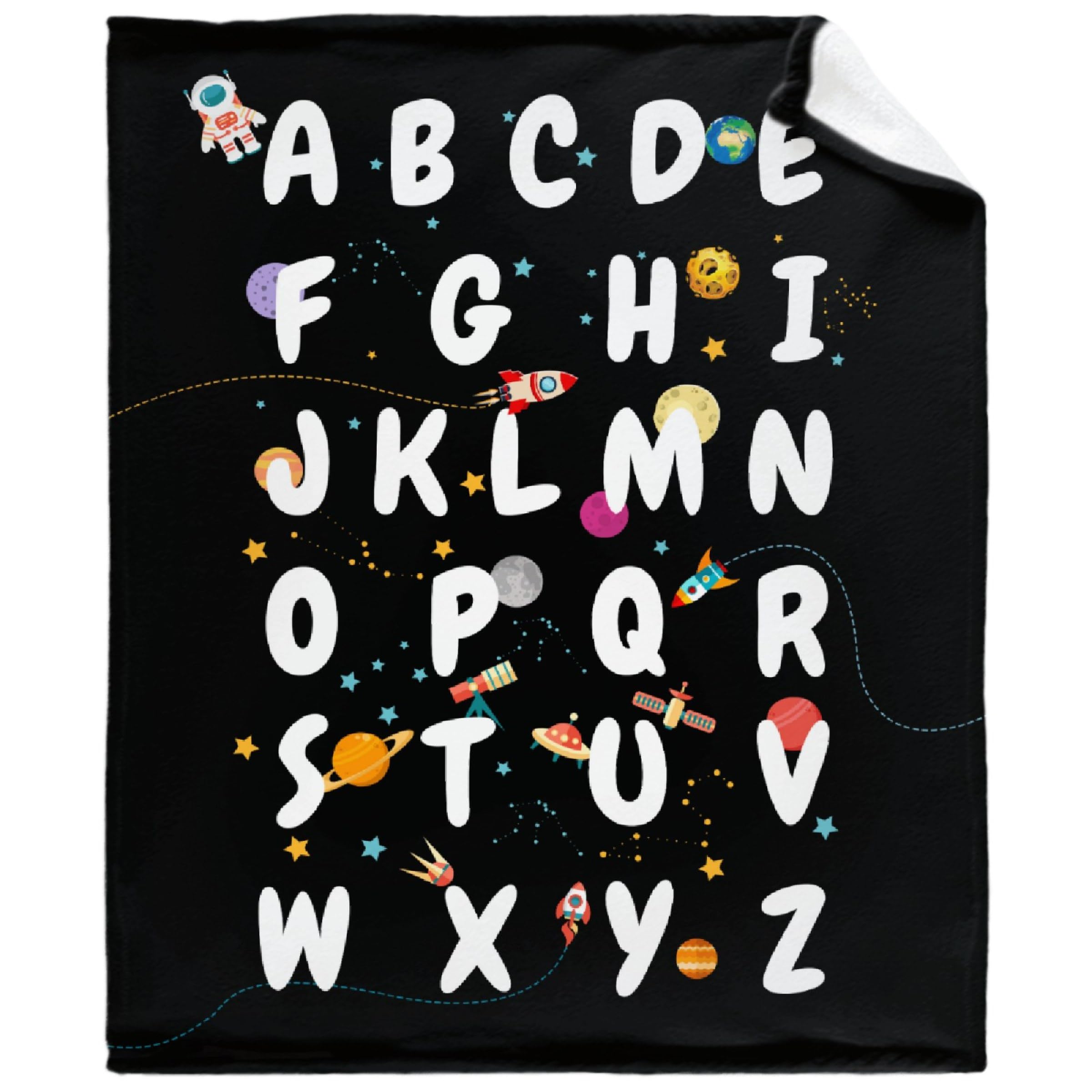 Space Alphabet Blanket Gifts Super Soft Lightweight Flannel Blankets Throw for Kids, Adult, Suitable for Couch, Sofa, Bed, Camping, Travel All Seasons 30