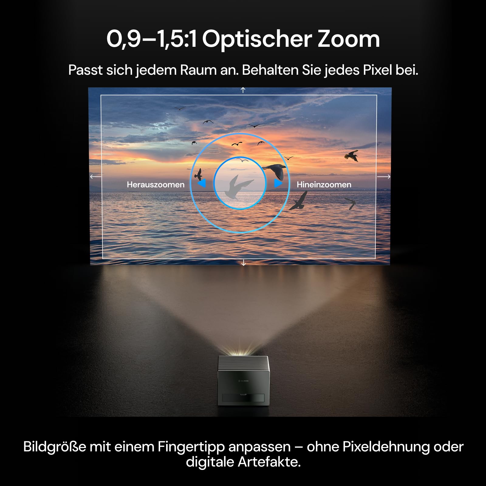 Valerion VisionMaster Pro 2 Proiettore 4k, contrasto 15000:1, zoom ottico 0,9-1,5x, potenza multitasking 2X, IMAX, GTV, gioco senza lag di 4 ms, 3000 lumen ISO, con Homekit intelligente