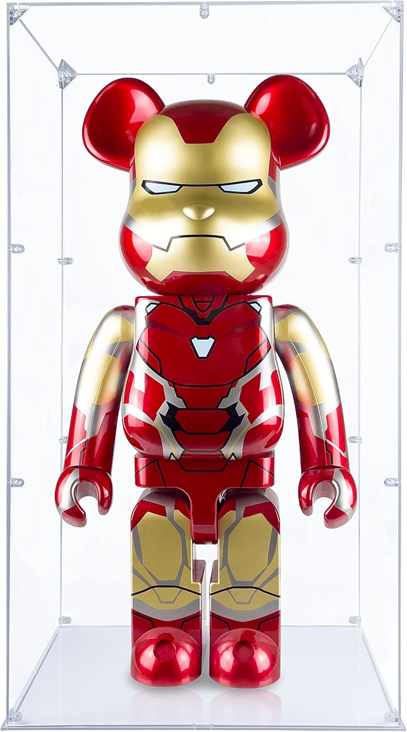 Acrylic Display Case Compatible for Bearbrick 1000%, Dustproof Display Box Showcase(Box Only) (Clear Base)
