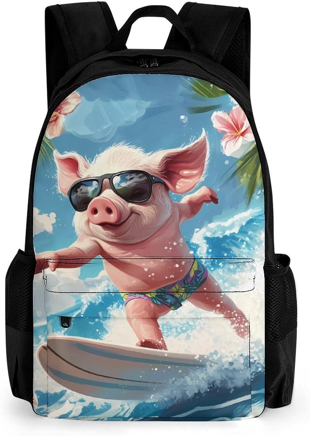 Pigs Surfing Laptop Backpack for Men Women Fashion Computer Bag Business Travel Daypack