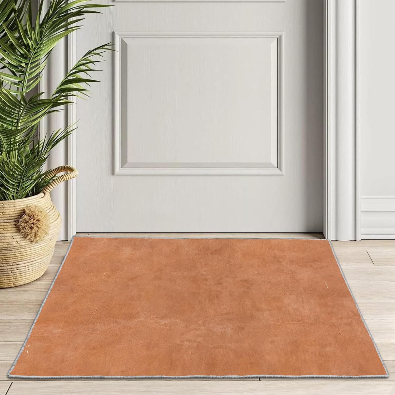 Marble Rug 2x3 Terracotta Color Entryway Rug Non-Slip Washable Small Rugs, Super Soft Vintage Abstract Low-Pile Front Door Mat, Indoor Floor Carpet for Entrance Kitchen Bathroom Bedroom Decor