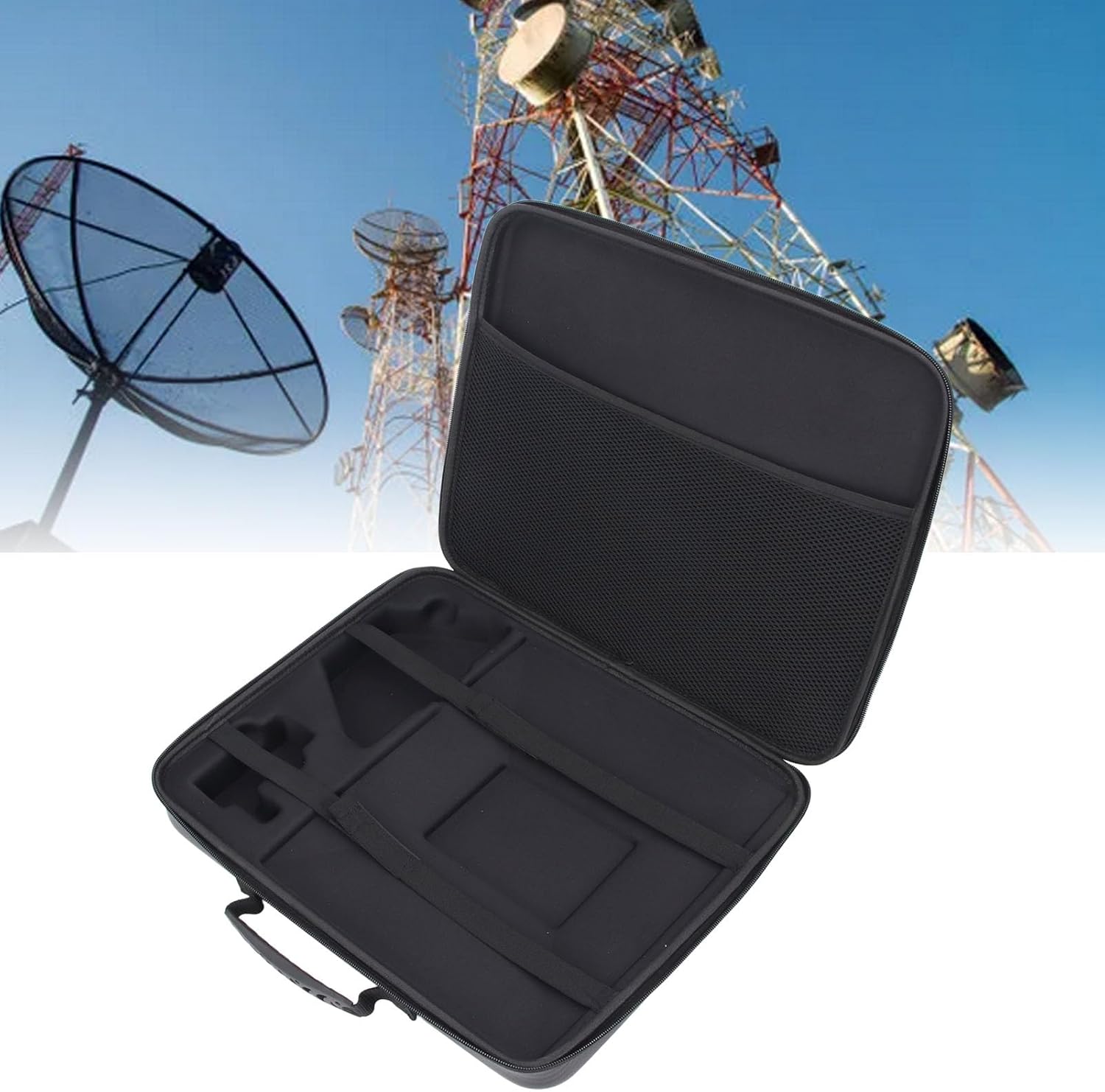 Aramox Satellite Hard Case, EVA Multi Compartment Carrying Bag, Sturdy & Stylish, Equipment, Spacious Interior, Convenient Handle, Ideal for Outdoor Travel RV