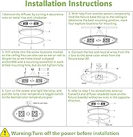 Vista 14 de Lámpara de techo LED de 13 pulgadas de montaje empotrado, luces de techo ajustables de 2700K/3000K/3500K/4000K/5000K, iluminación regulable