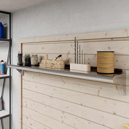 Vista 259 de AmGood Estante de pared de acero inoxidable de 60 pulgadas de largo x 8 pulgadas de profundidad Certificado NSF Estantería de metal