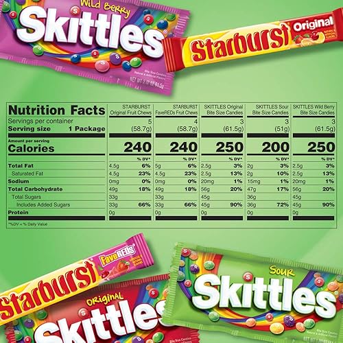 Miniatura 7 de SKITTLES  STARBURST - Surtido de caramelos de tamaño completo 3705 onzas Caja de 18 unidades
