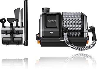 Giraffe Tools Grandstorm Retractable Vacuum Cleaner with 30 FT+ 1 FT Hose Wall Mounted, Wet Dry Vacuum Cleaner with 6 Nozzles for Car Detailing Normal Version, Grey （No Remote Control Funtion）