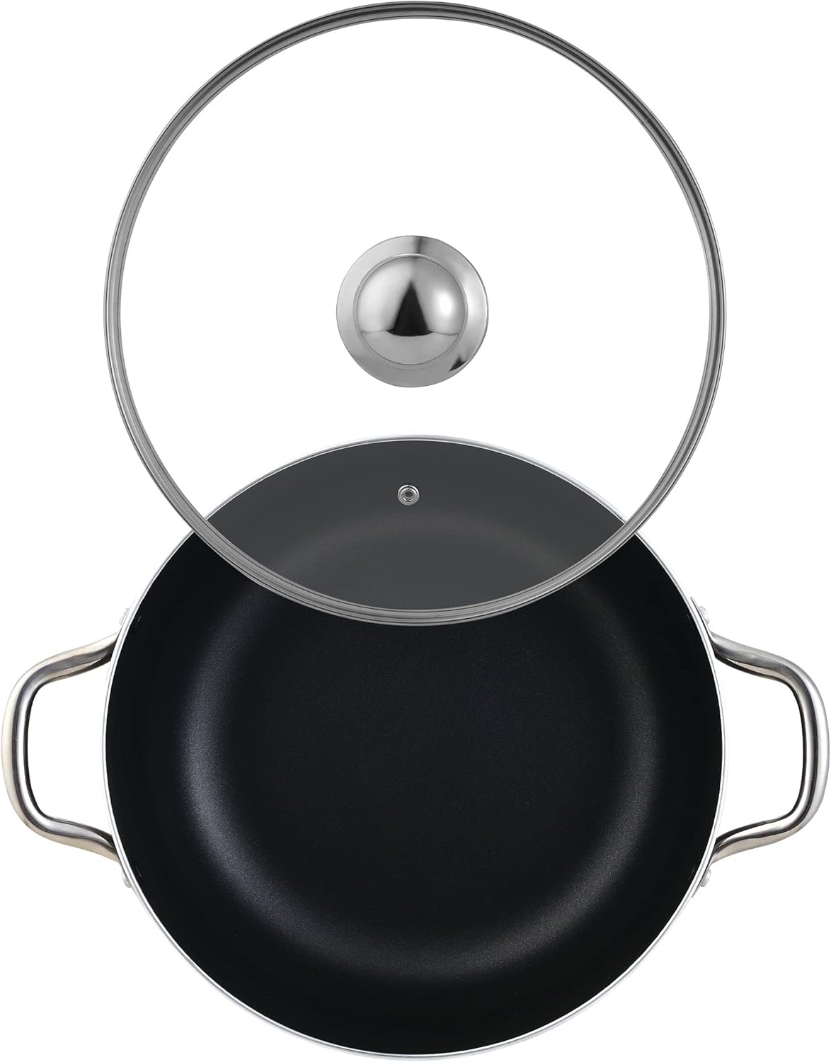Bergner - Prochef Cookware - Pots and Pans Set Nonstick - Induction Cookware Suitable for all Stove Types - Dishwasher Safe - 7.3 Quart Covered Stockpot - Black