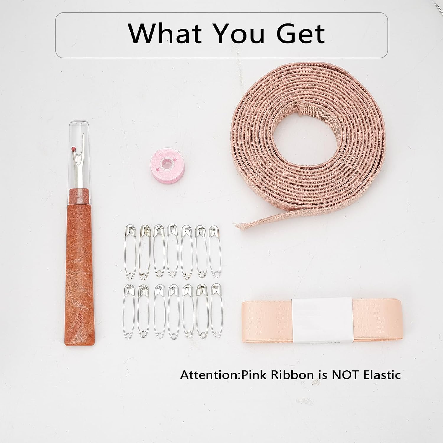 Pointe Shoe Stitch and Sewing Kit, Including 2m Satin Ribbon, 2m Twill Elastic Cord, 25pcs Sewing Stitching Needles, 1pc Thread Cutter and 10 Spools with Thread