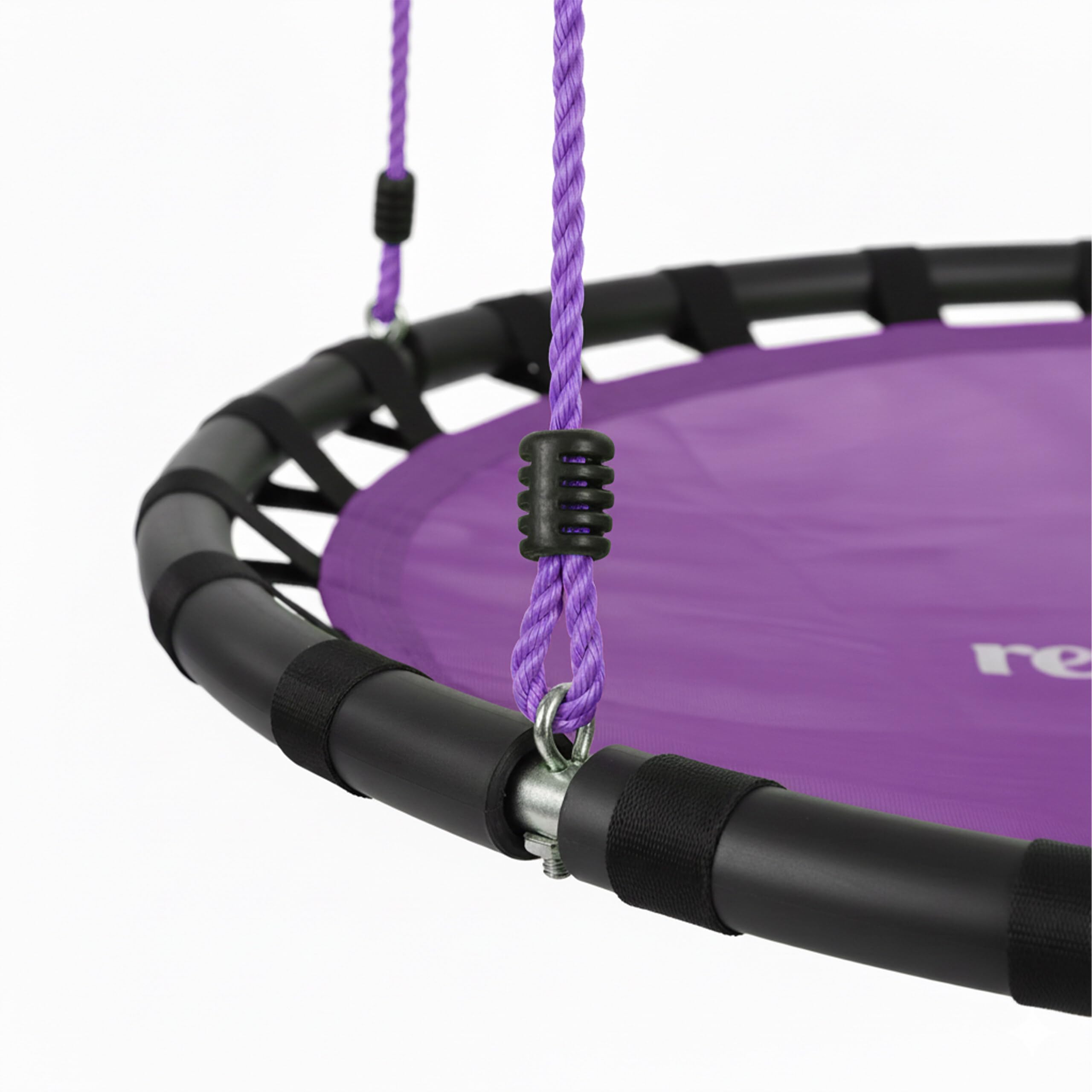 Relaxdays Okrągła huśtawka wisząca, dla dzieci i dorosłych, regulowana, na zewnątrz, Ø: 120 cm, do 100 kg, fioletowa