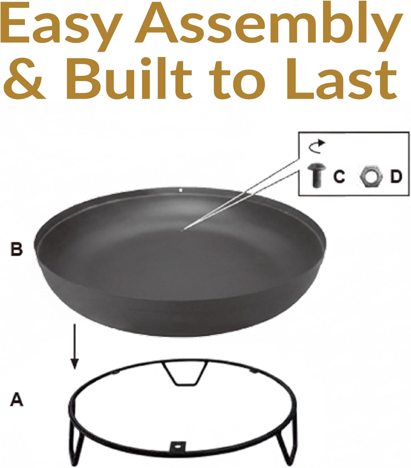 Sunnydaze 23-Inch Small Fire Pit for Patio - Outdoor Wood-Burning Fire Pit Bowl - Black