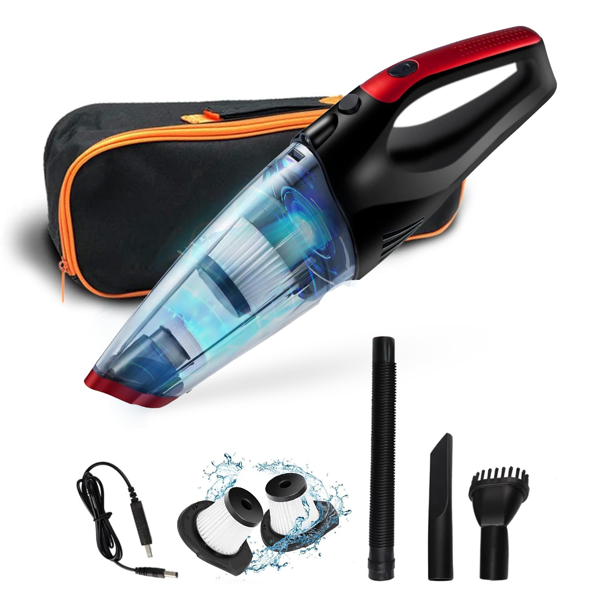 Pure Flower Home Wireless Car Vacuum Cleaner, 8000PA Cordless Vacuum Cleaner USB Quick Charge Hand Vacuum Cordless Rechargeable with 2 Filters Powerful Suction Vacuum Cleaners for Home Pet Hair