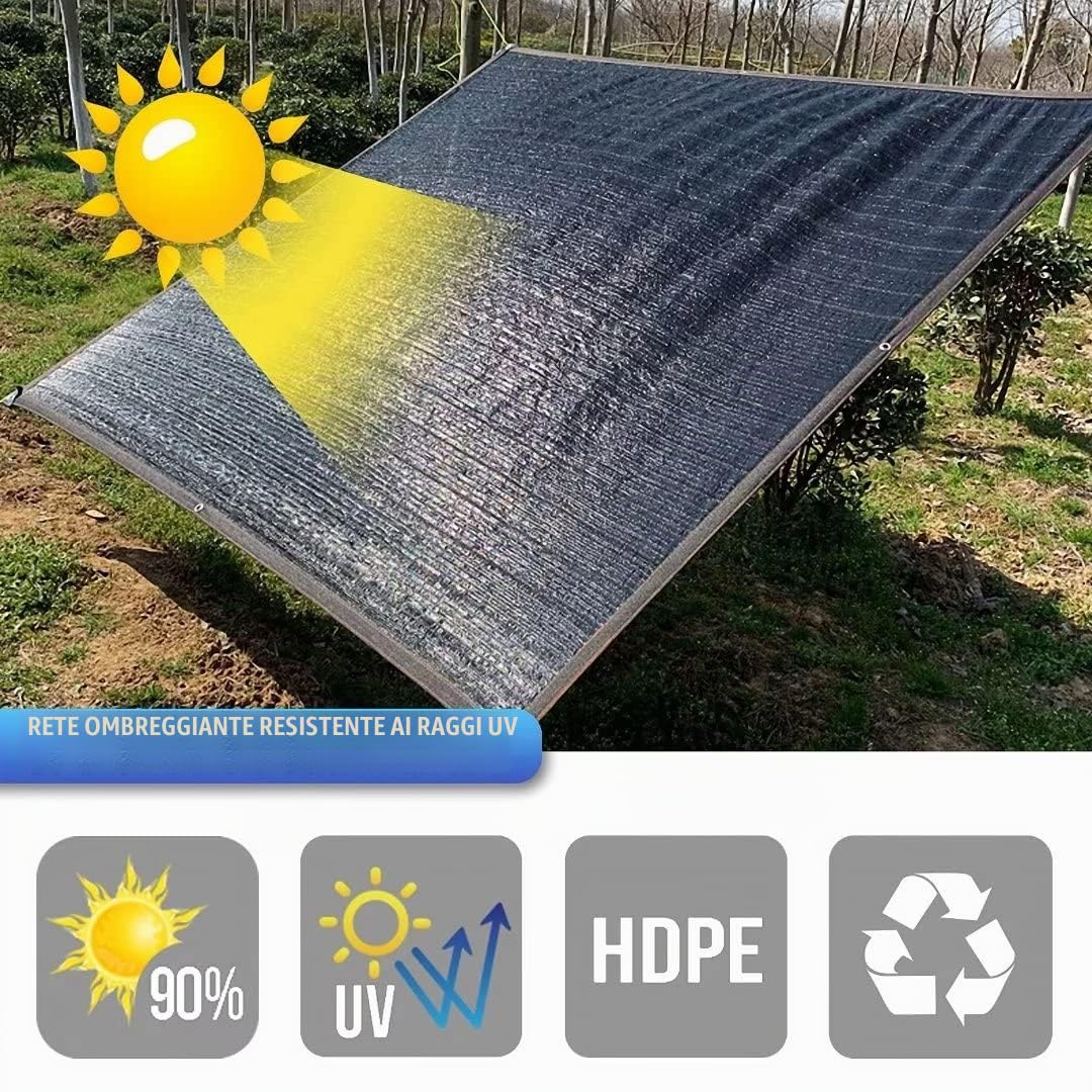 Rete Ombreggiante QOFLY 2x3m Nero Protezione Solare Telo Ombra Traspirante Anti-Età con Occhielli