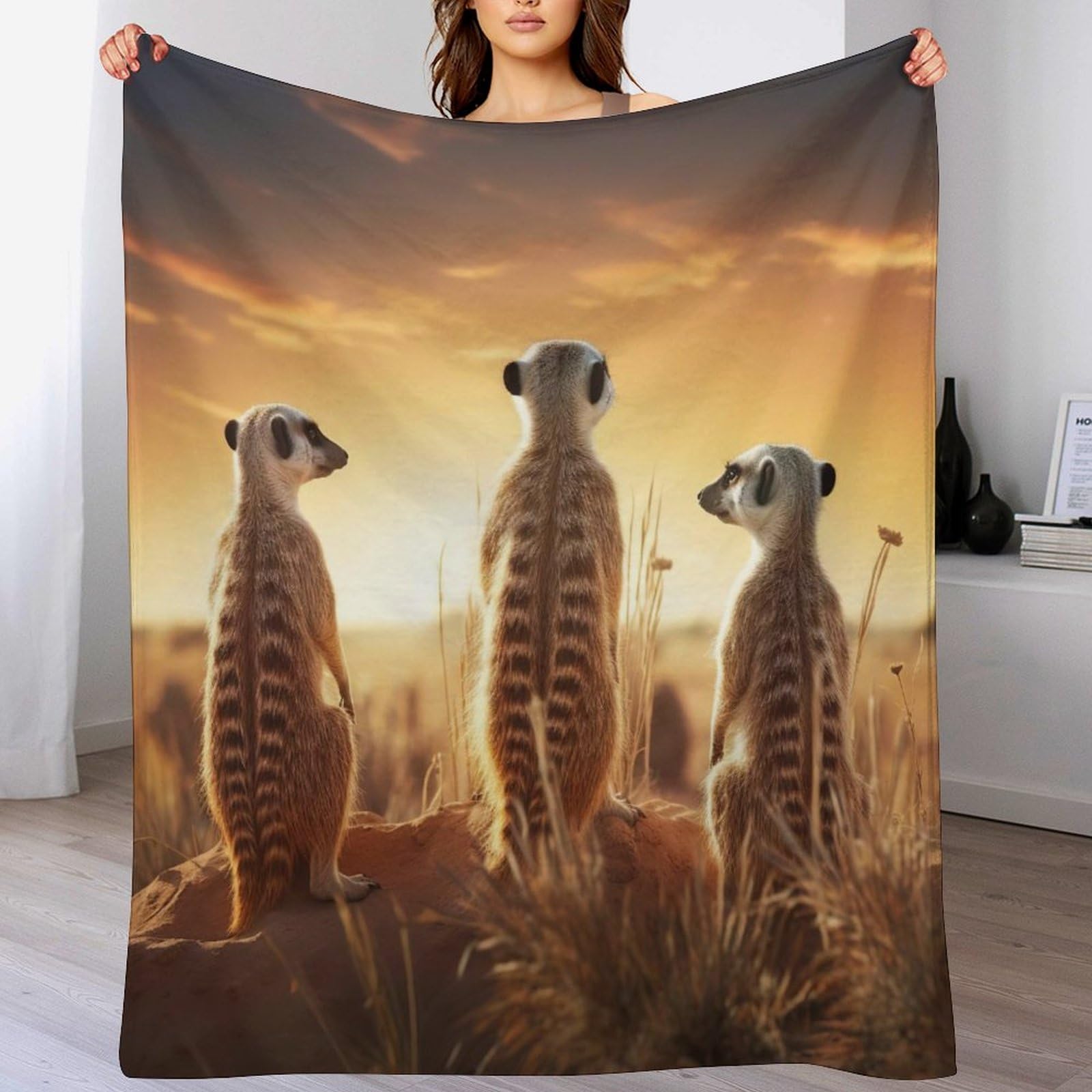 Couverture suricate en flannel haut de gamme plaid polaire luxe et durable