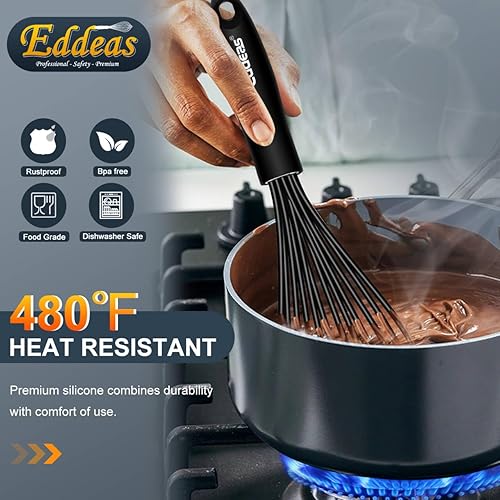 Miniatura 54 de Batidor pequeño de acero inoxidable de 10 pulgadas con mango largo para batir, batir, mezclar salsas, mezclar ingredientes, cocina pequeña Wisk