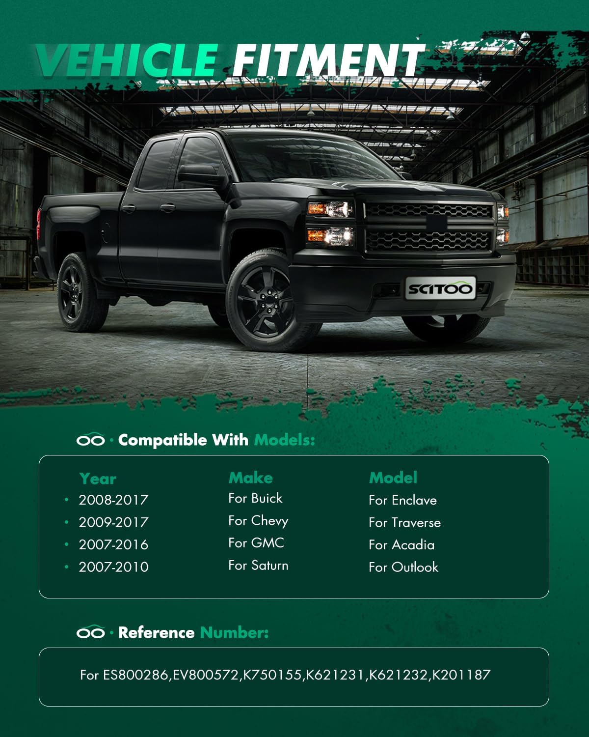 SCITOO 8pcs Front Suspension Kit Lower Control Arm with Ball Joint fit 2009-2017 for Chevy Traverse for GMC Acadia for Buick Enclave for Saturn Outlook with Tie Rod End Sway Bar Link