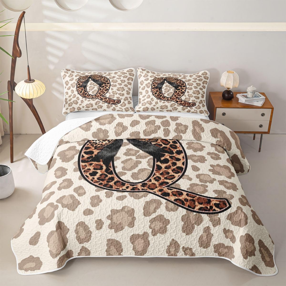 Homewish Leopardenmuster Schleife Bettüberwurf 220x240cm