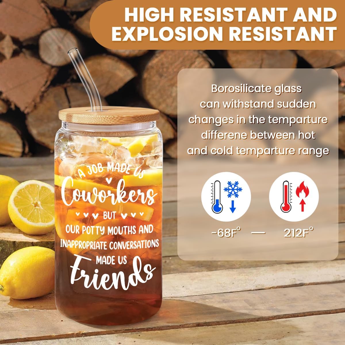 Coworker Gift for Women - 16oz Can Glass Coffee Cup - Funny Work Bestie Gift - Farewell Going Away Present for Female Colleagues and Friends - Image 3