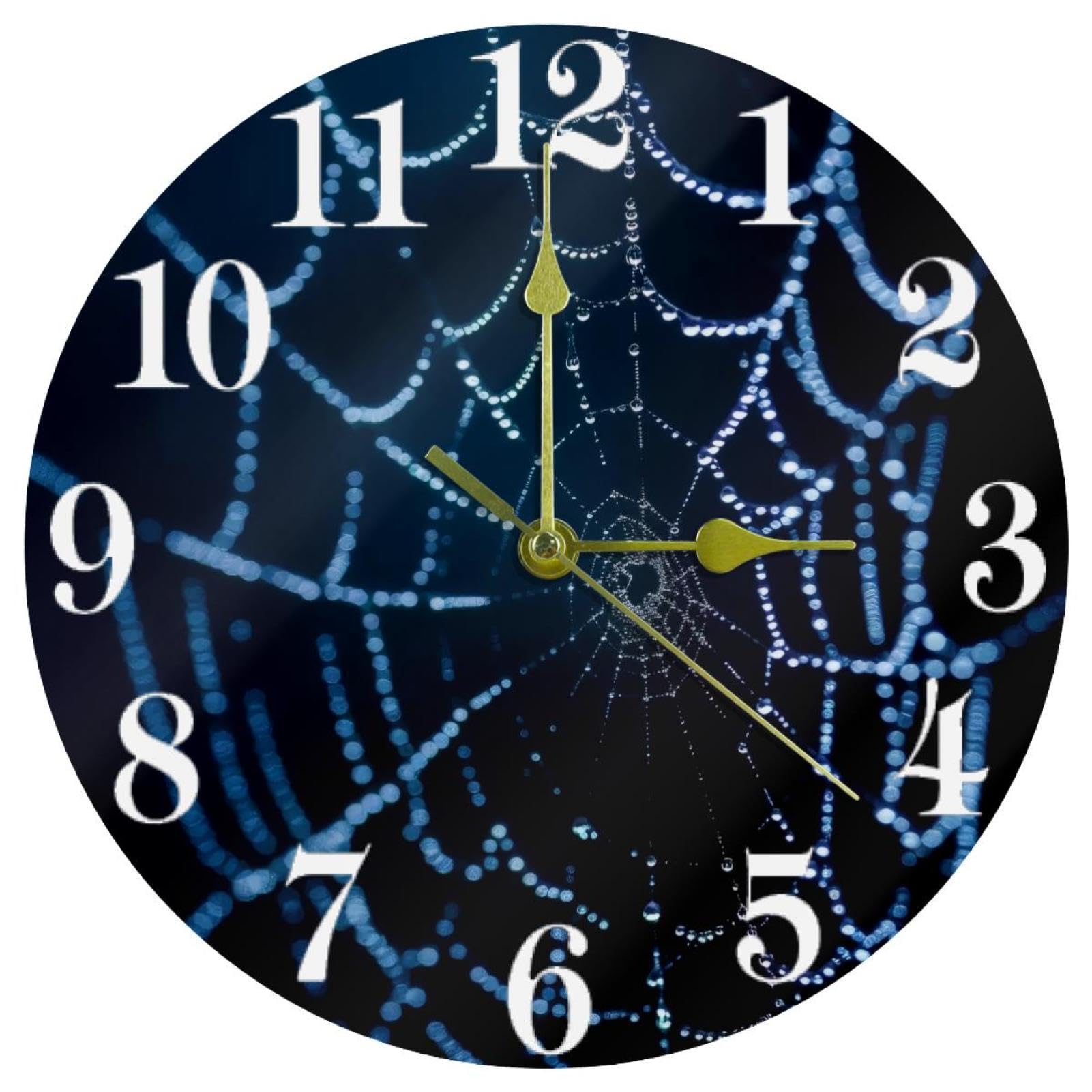 Horloge murale araignée bleue ronde à quartz pour une décoration intérieure moderne