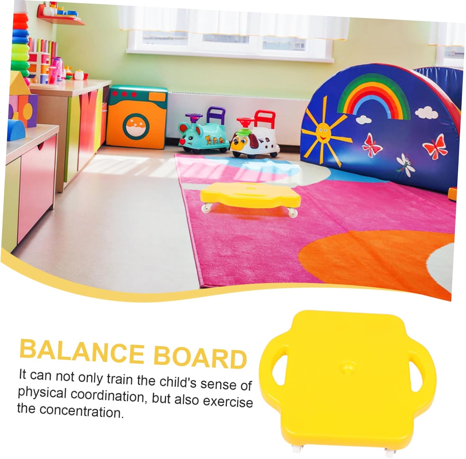 Toyvian Outdoor Four-wheel Sliding Balance Board for Boys and Girls Early Education Plaything for Mobility and Coordination and Sturdy for Therapy and Training Activities