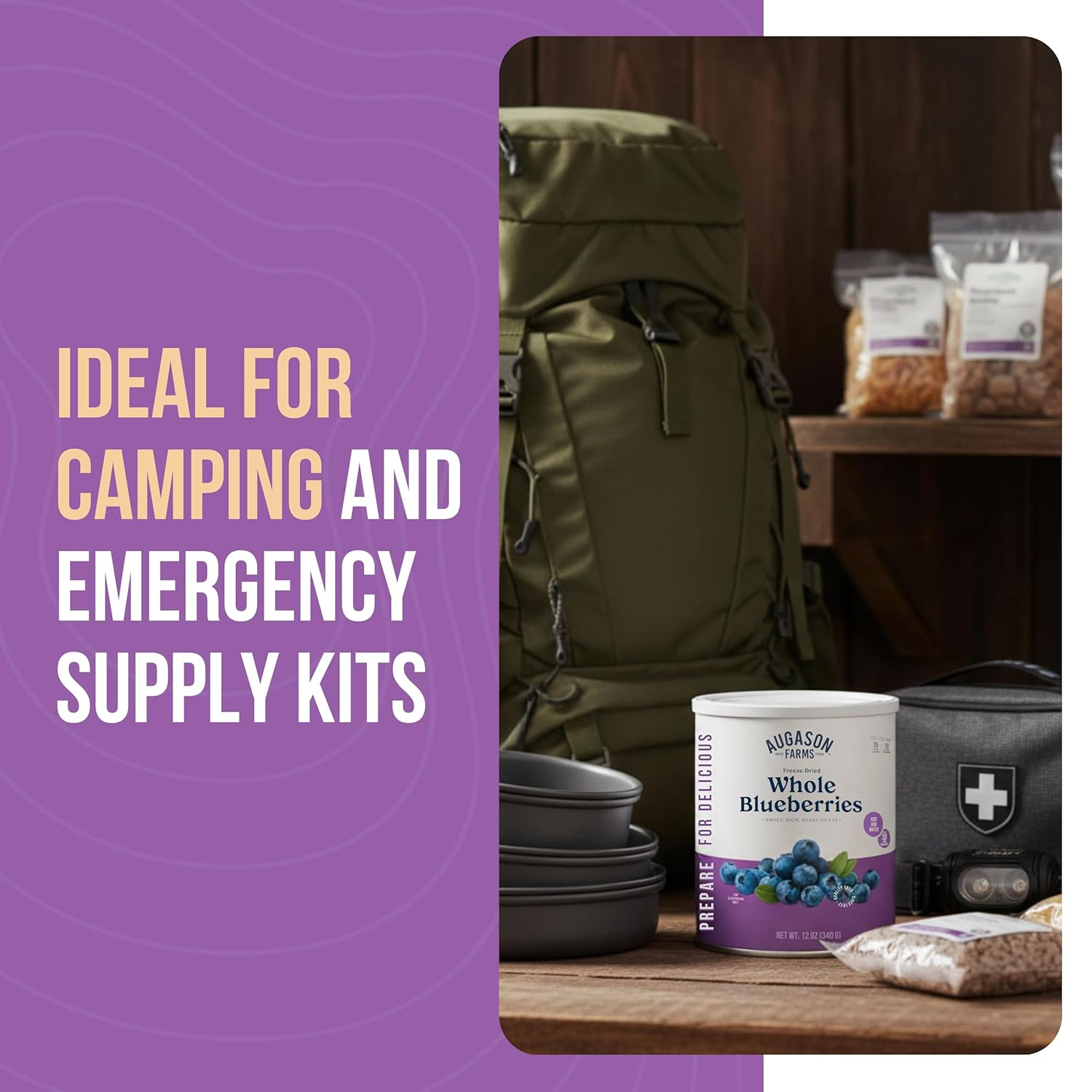 Augason Farms Freeze-Dried Whole Blueberries Emergency Food Supply, 26 Servings, 30 Year Shelf Life, Great for Cooking, Baking, and Snacks - Dehydrated Meals, Survival Food Camping Essentials Can