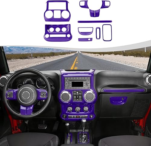 Miniatura 1 de Juego completo de 10 piezas de adornos interiores para Jeep Wrangler JK JKU 2011-2018, moldura de volante de consola central, interruptor de