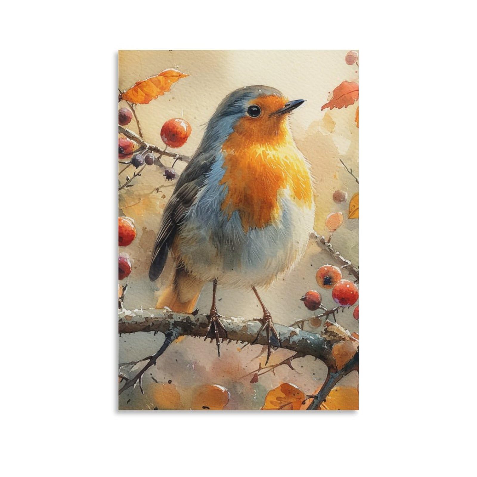 DHBANEIOK Robin Bird Art Canvas Prints of Modern Stretched Giclee Artwork Pictures Paintings on Canvas Wall Art for Bedroom Home Office Decorations 08x12inch(20x30cm)