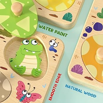 Amazon.com: Zeoddler Wooden Puzzles for Toddlers, 8 Pcs