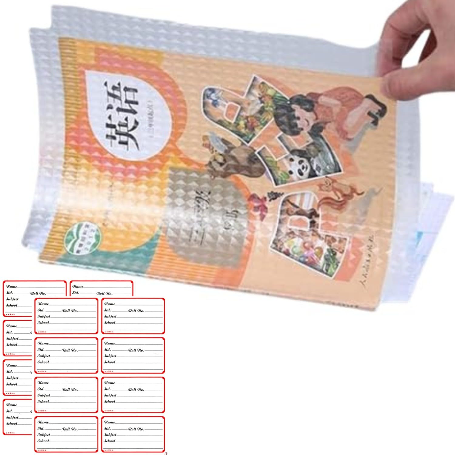 NAIDEV Transparent Paper Sticker Book Cover Film Clear Matte | Textbook Protective Case Cover Can Be Cut Self-Adhesive | Waterproof, School, Only A4 Size Book Cover for teenager and office With Name Stickers (20 PCS)
