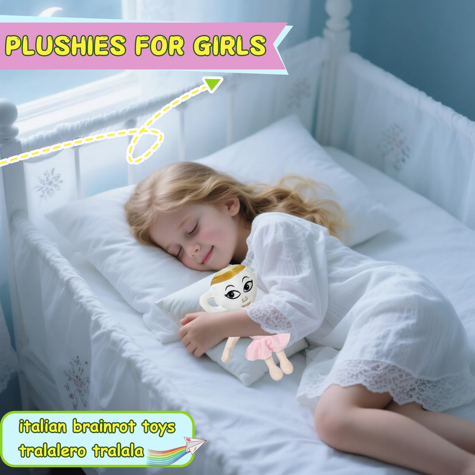 Ballerina Cappuccino Toy, Italian Brainrot Plush, Tralalero Tralala Plushie Italian Brain Rot Toys Plushie, For Kids & Collectors, Soft Toys for Bedroom Decor & Role Play - Image 4