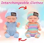 8 Ensembles 4 Poupées bébé mignonnes de pouce avec 4 pcs Sweet Doll Clothes, Belles Poupées Bébé Dormant, Miniature Réaliste Movable Tiny Nouveau-né Poupée bébé pour les enfants, Lavable PVC