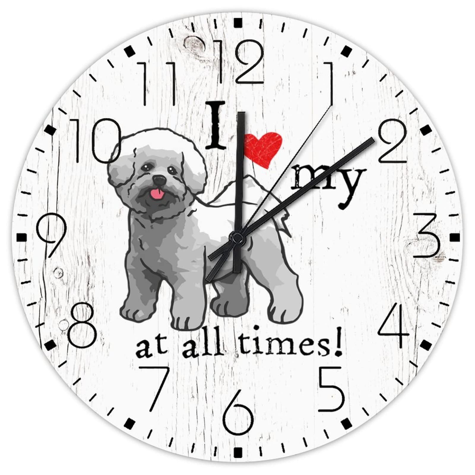 Horloge pour chambre d'enfant et terrasse silencieuse motif I Love My Dogs