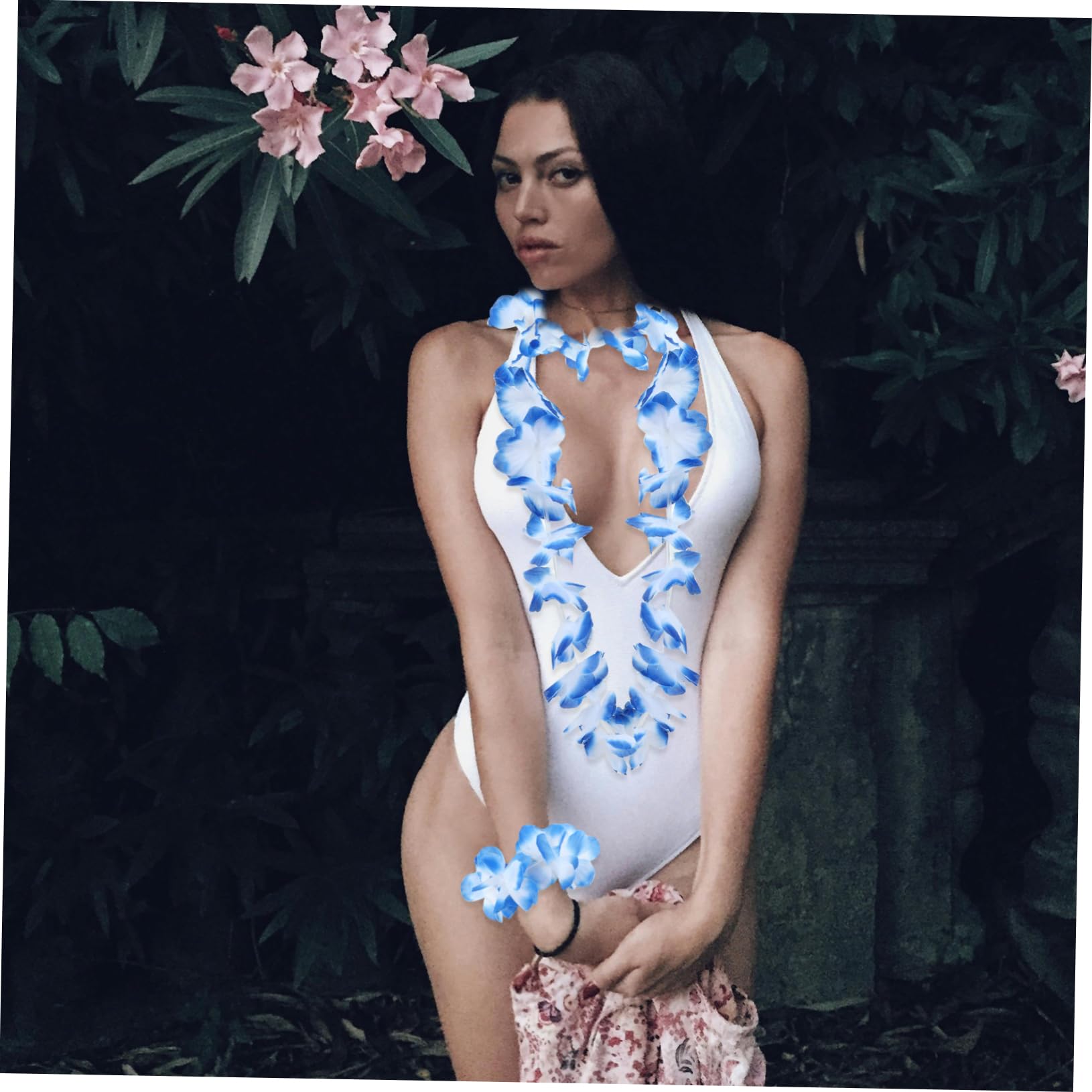Sosoport 6juegos Conjunto de Fiesta Luau Falda de Hierba Hawaiana Collar y Pulsera Accesorios de Temática Tropical para Adultos para Fiestas de Playa